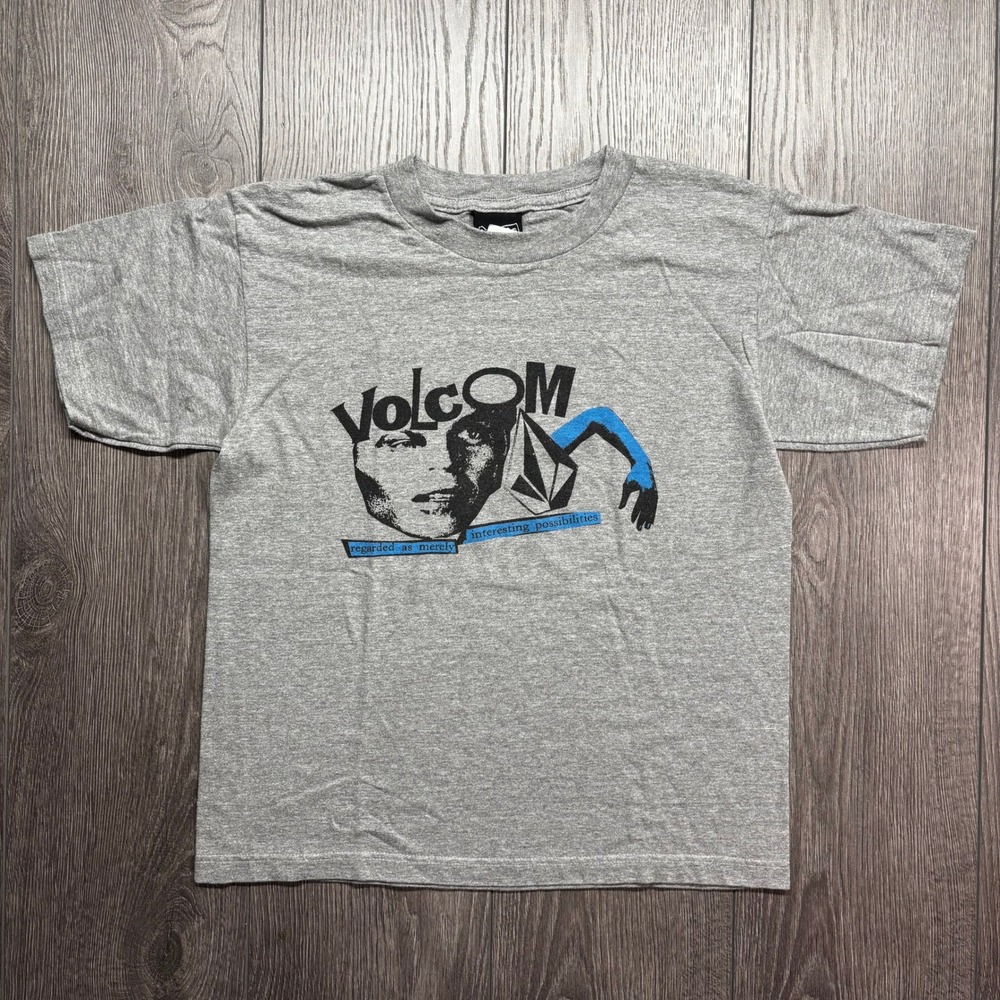 Volcom Y2K Baby Tee Heather Gray Medium Graphic T-Shirt Women Vintage